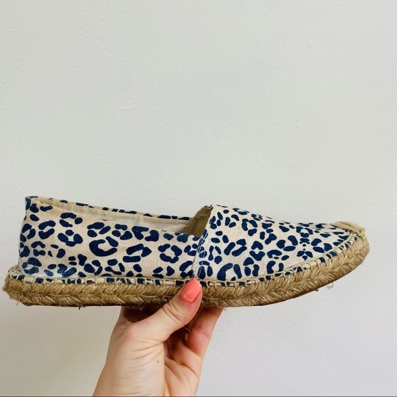 Sam Edelman Blue Cheetah Print Canvas/Linen Espadrilles - Summer Flats - Picture 2 of 9